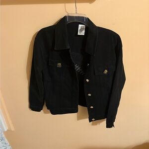 NWOT Queen of Sparkles Black Kansas City Chiefs Denim Jean Jacket